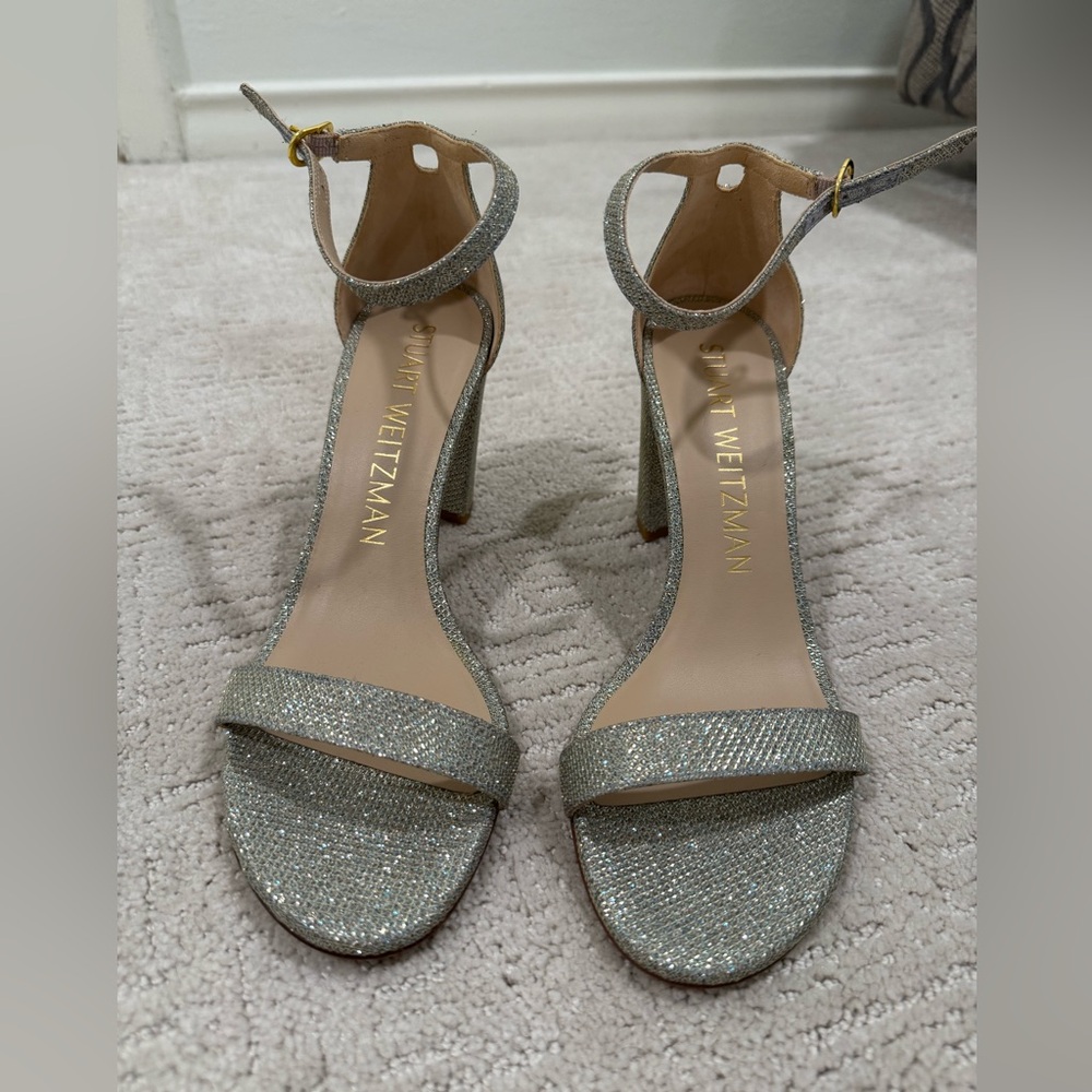 Stuart Weitzman Sparkling Silver Heels